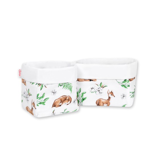 Set of 2 storage baskets - white deer Set of 2 storage baskets - white deer