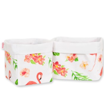 Set of 2 storage baskets - Coral flamingos