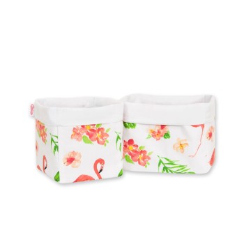 Set of 2 storage baskets - Coral flamingos