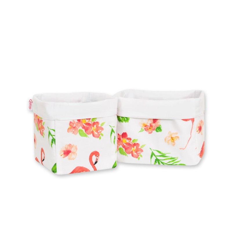 Set of 2 storage baskets - Coral flamingos
