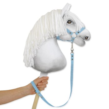Tether for hobby horse made of webbing tape - light blue