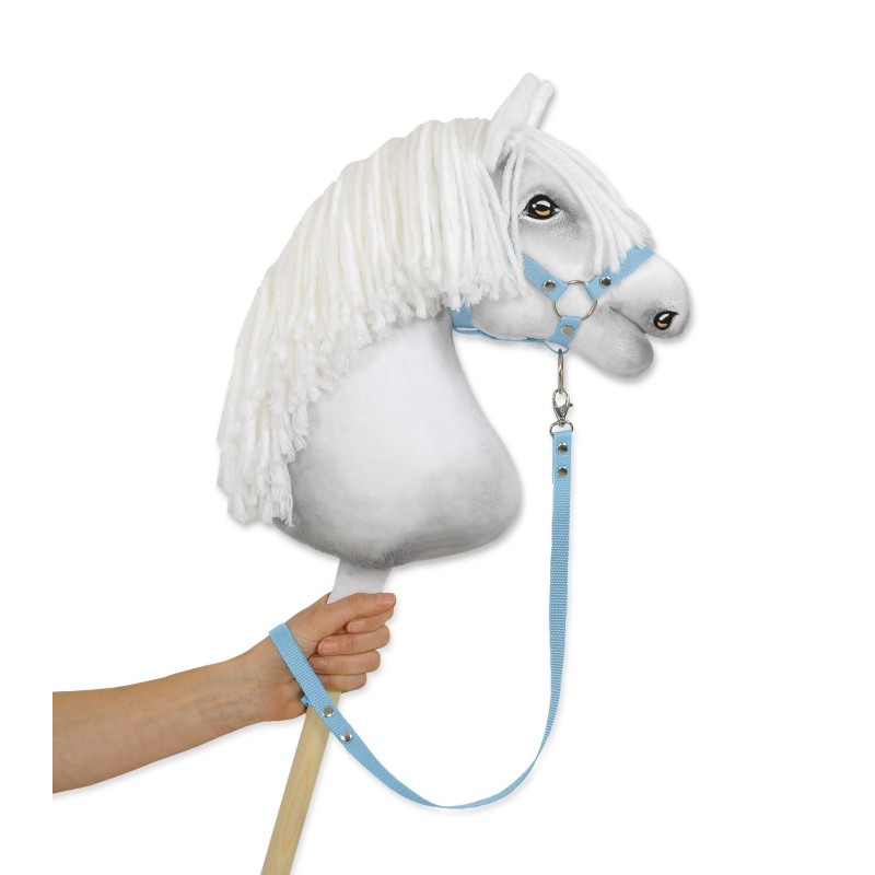 Tether for hobby horse made of webbing tape - light blue