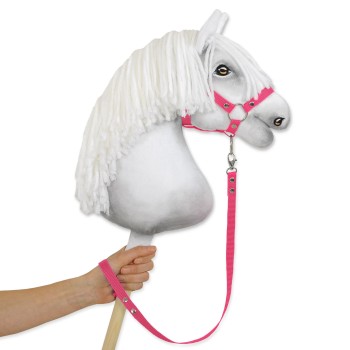 Tether for hobby horse made of webbing tape - dark pink