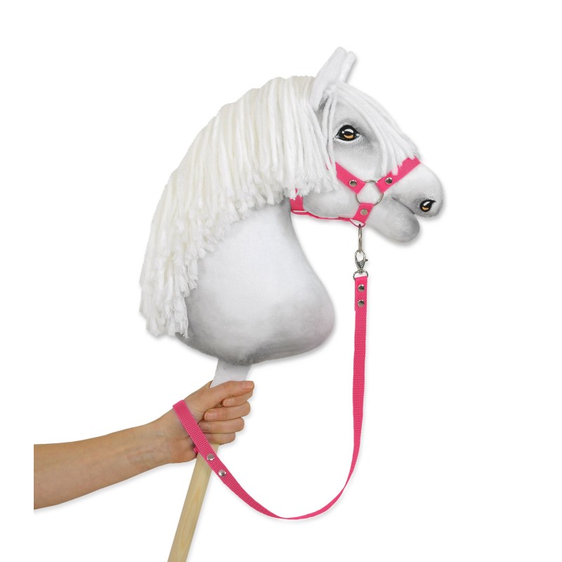 Tether for hobby horse made of webbing tape - dark pink