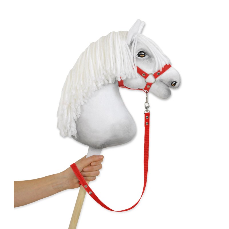 Tether for hobby horse made of webbing tape - red