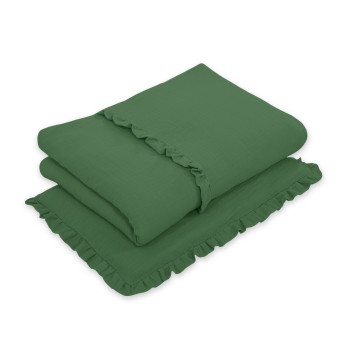 Bedding set MUSLIN 2-pcs with frill 135x100 cm – green of the forest