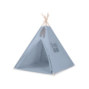 MINI Set: Teepees tent+play mat + decorative feathers- pastel blue