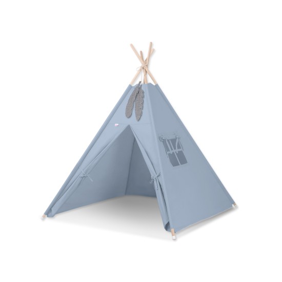 Teepee tent + decorative feathers- pastel blue