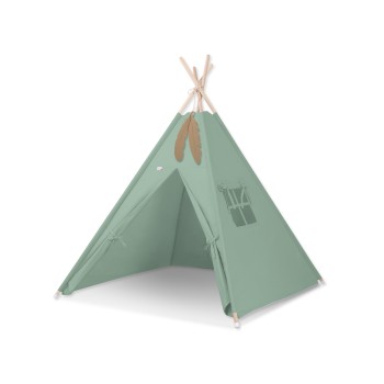 Teepee tent + decorative feathers- pastel green