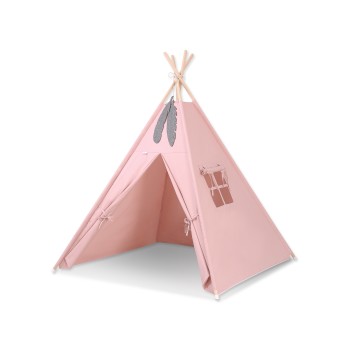 Teepee tent for kids for kids + decorative feathers - pastel pink