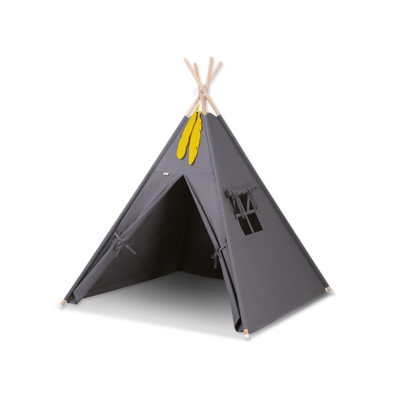 Teepee tent for kids for kids + decorative feathers- anthracite