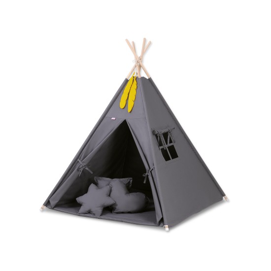Παιδική Σκηνή - Teepee + Χαλάκι + Μαξιλάρια + Διακοσμητικά Φτερά - anthracite Παιδική Σκηνή - Teepee + Χαλάκι + Μαξιλάρια + Διακοσμητικά Φτερά - anthracite