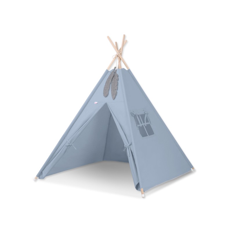 Teepee tent for kids + decorative feathers - pastel blue