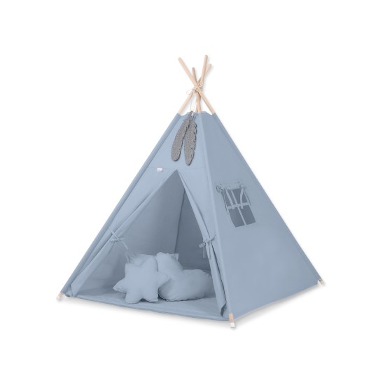 Παιδική Σκηνή - Teepee + Χαλάκι + Μαξιλάρια + Διακοσμητικά Φτερά - pastel blue Παιδική Σκηνή - Teepee + Χαλάκι + Μαξιλάρια + Διακοσμητικά Φτερά - pastel blue