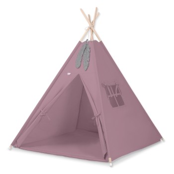 Teepee tent for kids +play mat + decorative feathers - pastel violet