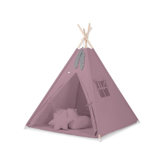 Παιδική Σκηνή - Teepee + Χαλάκι + Μαξιλάρια + Διακοσμητικά Φτερά - pastel violet