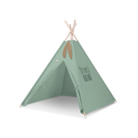 Teepee tent for kids + decorative feathers - pastel green Teepee tent for kids + decorative feathers - pastel green