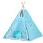 Παιδική Σκηνή - Teepee + Χαλάκι + Μαξιλάρια + Διακοσμητικά Φτερά - White dots on turquoise