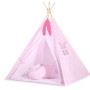 Teepee tent for kids + decorative feathers - White dots on pink