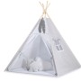 Teepee tent for kids + decorative feathers - White dots on grey