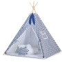 Teepee tent for kids +play mat + decorative feathers - Chevron navy blue