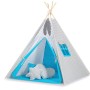 Παιδική Σκηνή - Teepee + Χαλάκι + Μαξιλάρια + Διακοσμητικά Φτερά - Grey checkered-turquoise