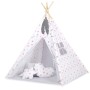 Teepee tent for kids + decorative feathers -pink stars/grey