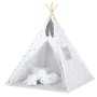 Teepees tent for kids +play mat + decorative feathers - Grey-blau stars/grey