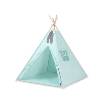MINI Set: Teepees tent+play mat+ decorative feathers - mint