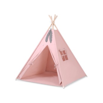 MINI Set: Teepees tent+play mat + decorative feathers - pastel pink
