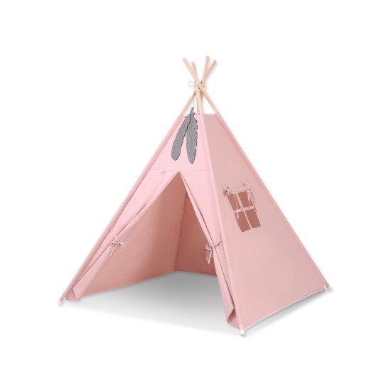 Teepee tent + decorative feathers- pastel pink