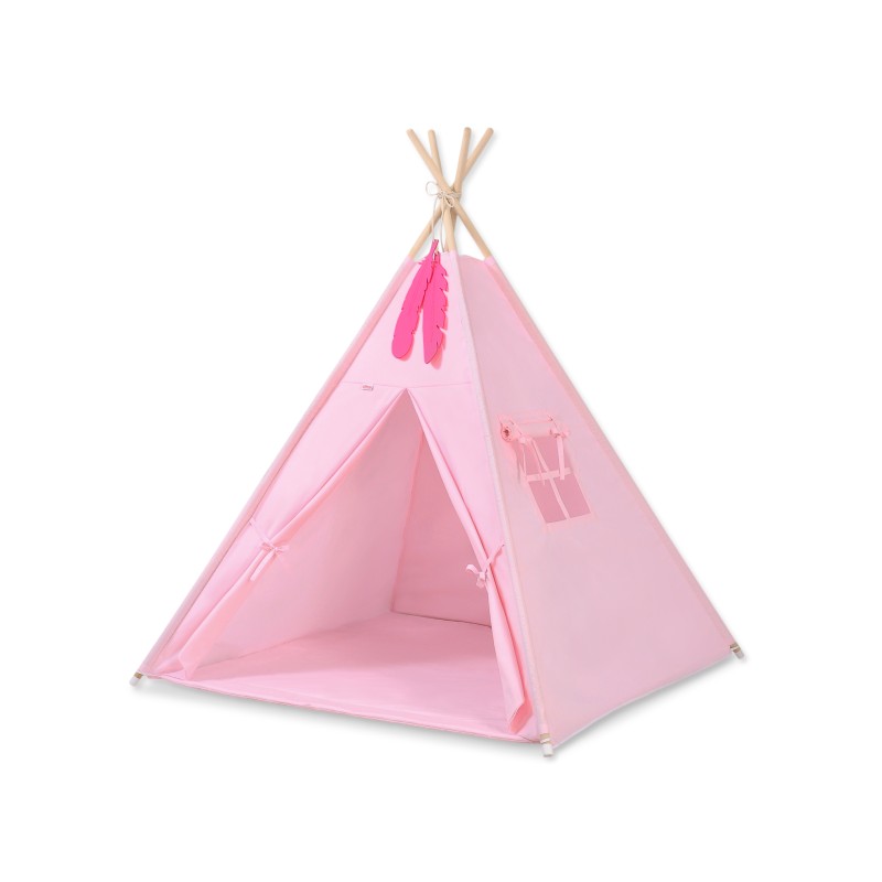 MINI Set: Teepees tent+play mat + decorative feathers- pink