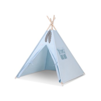 Teepee tent + decorative feathers- blau