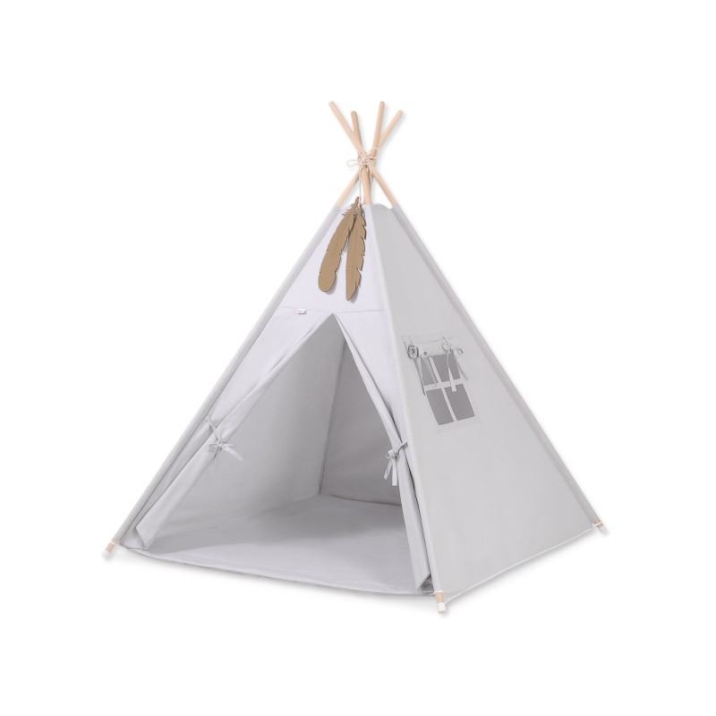 MINI Set: Teepees tent+play mat+ decorative feathers -gray