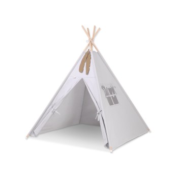 Teepee tent + decorative feathers- gray