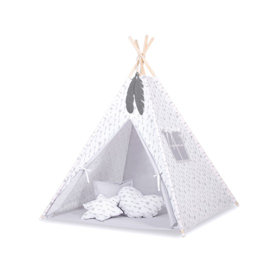 MINI Set: Teepees tent+play mat + decorative feathers- Grey arrows MINI Set: Teepees tent+play mat + decorative feathers- Grey arrows