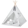 Teepee tent + decorative feathers- grey with white dots