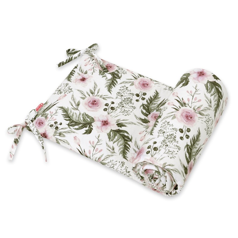 Universal bumper for cot - peony flower pink