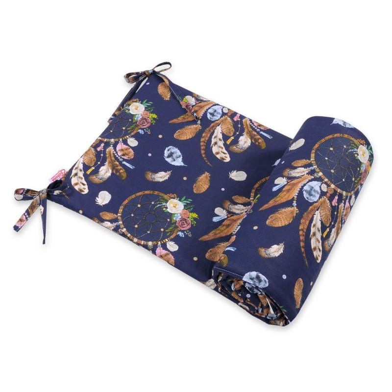 Universal bumper for cot - dream catchers dark blue