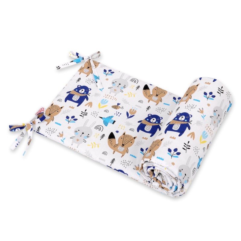 Universal bumper for cot - navy blue bears