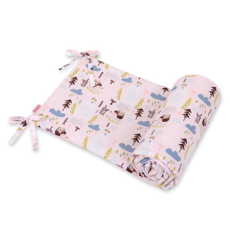 Universal bumper for cot - pink hedgehogs