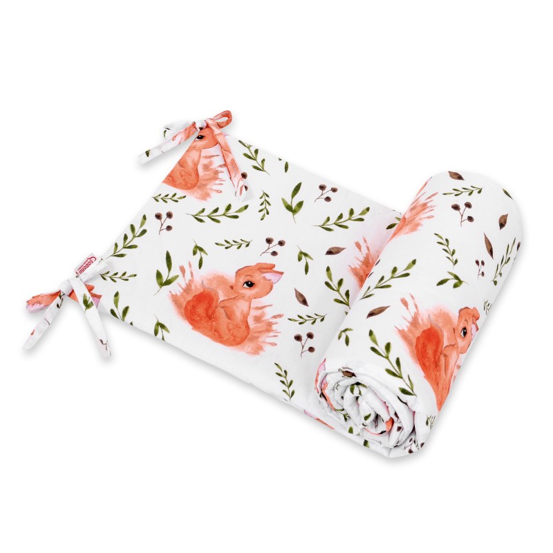 Universal bumper for cot - white squirrel