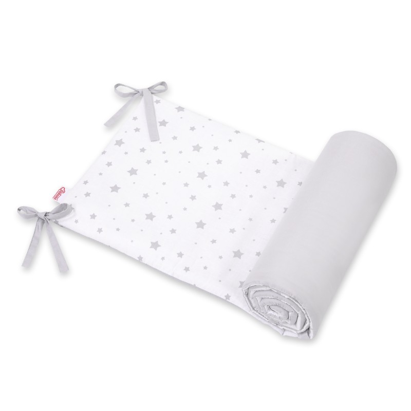 Universal double-sided bumper for cot - mini gray stars/gray