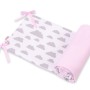 Universal double-sided bumper for cot - clouds gray/pink