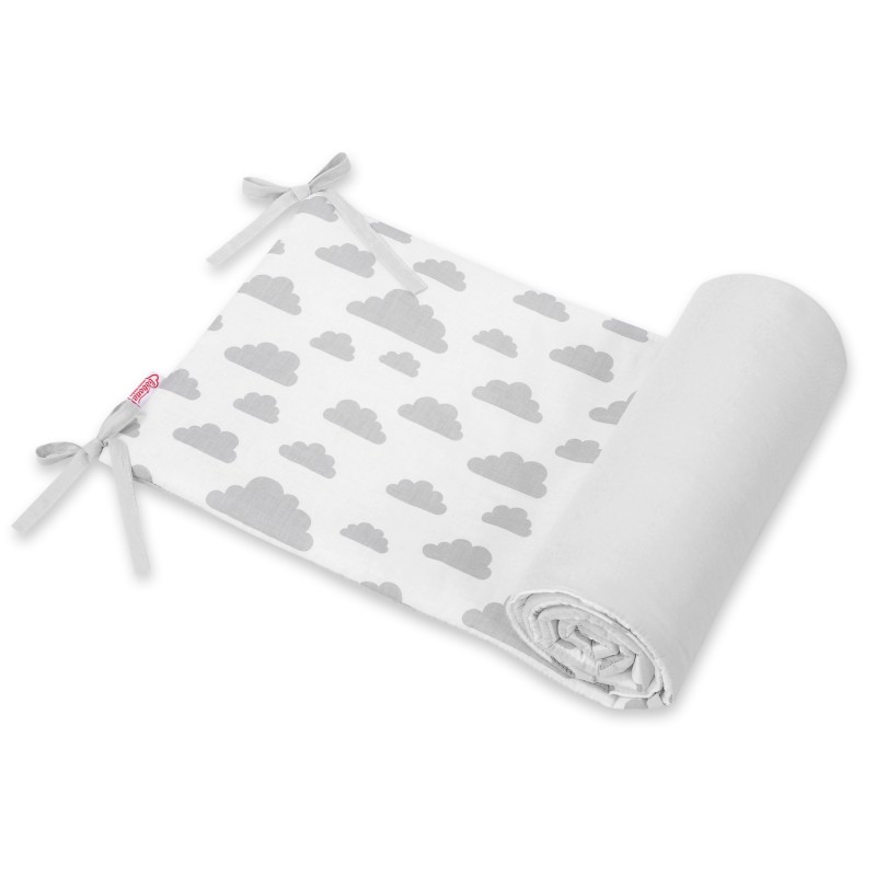 Universal double-sided bumper for cot - clouds gray/gray