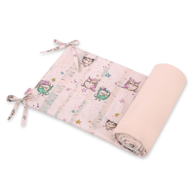 Universal bumper for cot - owls cream-mint