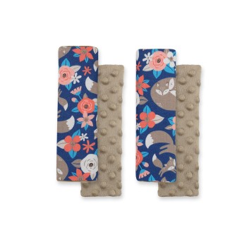 Μαξιλαράκια Ζώνης Αυτοκινήτου - fox family on blue/brown