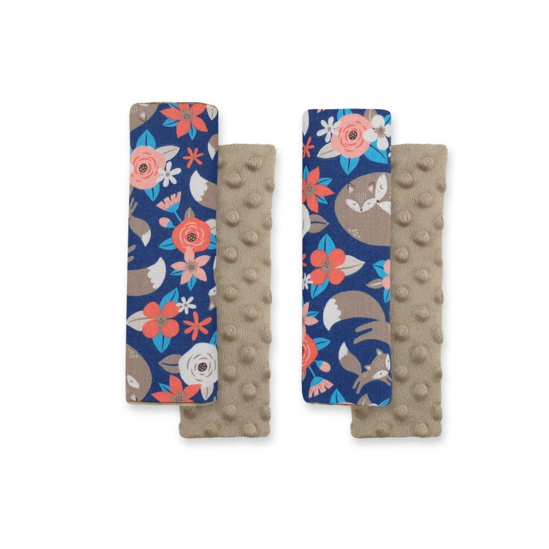 Μαξιλαράκια Ζώνης Αυτοκινήτου - fox family on blue/brown