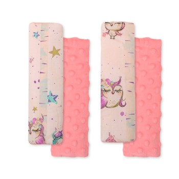 Μαξιλαράκια Ζώνης Αυτοκινήτου - owls cream-mint