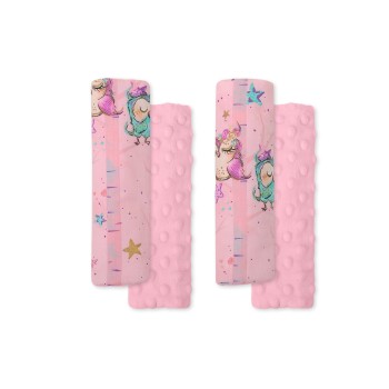 Μαξιλαράκια Ζώνης Αυτοκινήτου - owls pink-mint